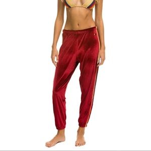 Aviator Nation Velvet Classic Sweatpants - Red